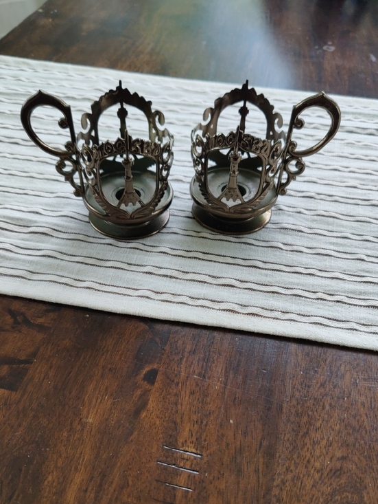 Other - Vintage USSR Coaster Tea Cup 2pcs Holder with the image of the Moscow Ostankino